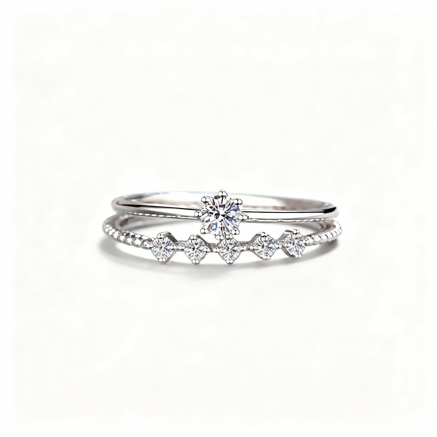 Brillant Set Rings - 10 Points Moissanite - 925 Sterling Silver