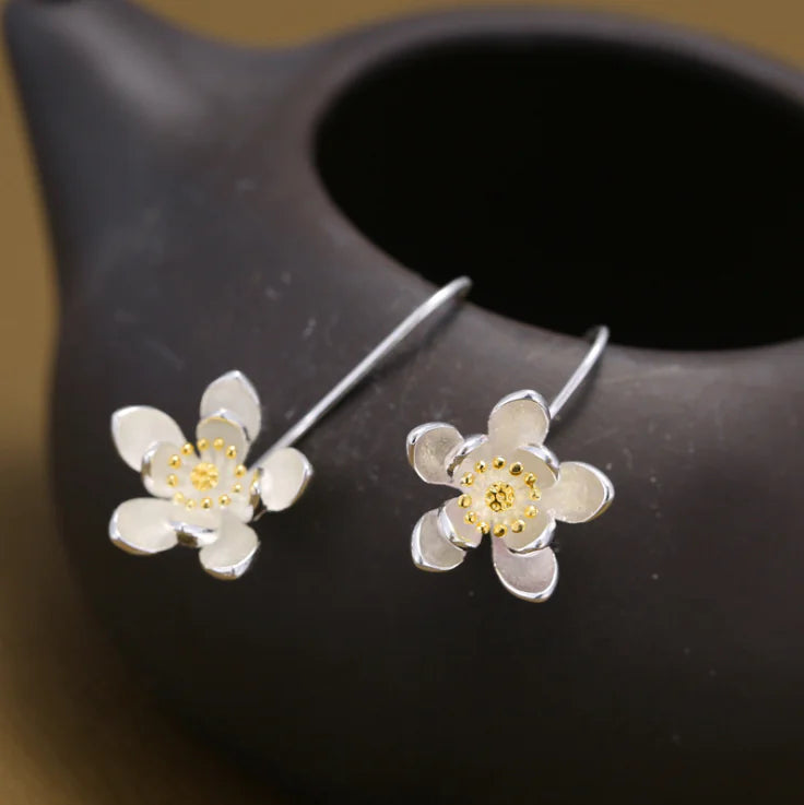 Thai Flower Earrings - 925 Sterling Silver