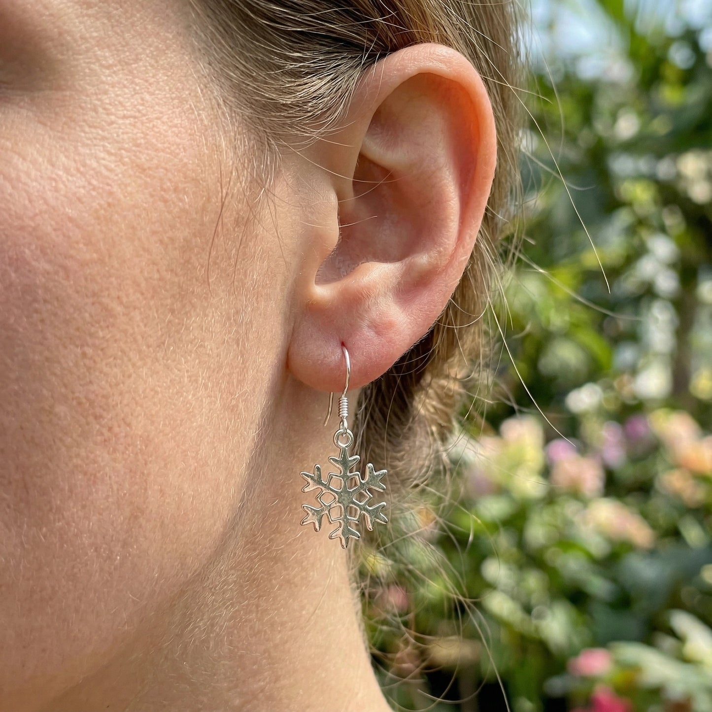 Minimalist Snowflake Earrings - Silver Plated