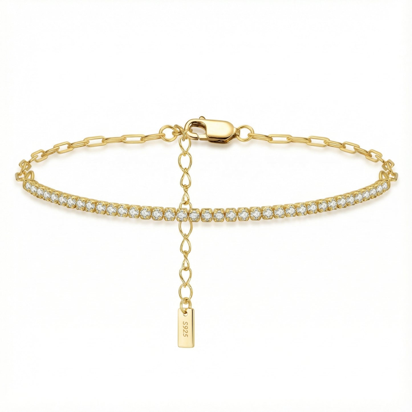 Zircon Inlay Bracelet - 925 Sterling Silver