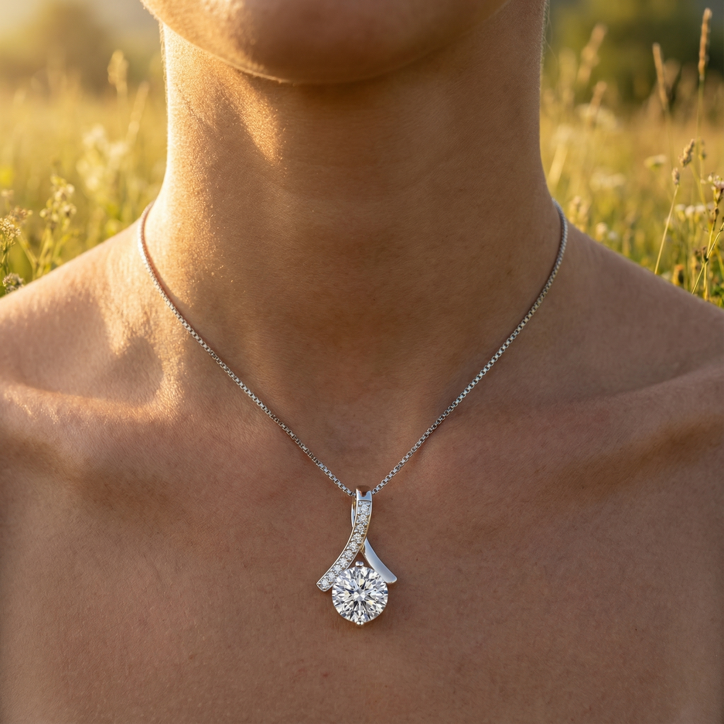 Zircona Crystal Necklace - 925 Sterling Silver