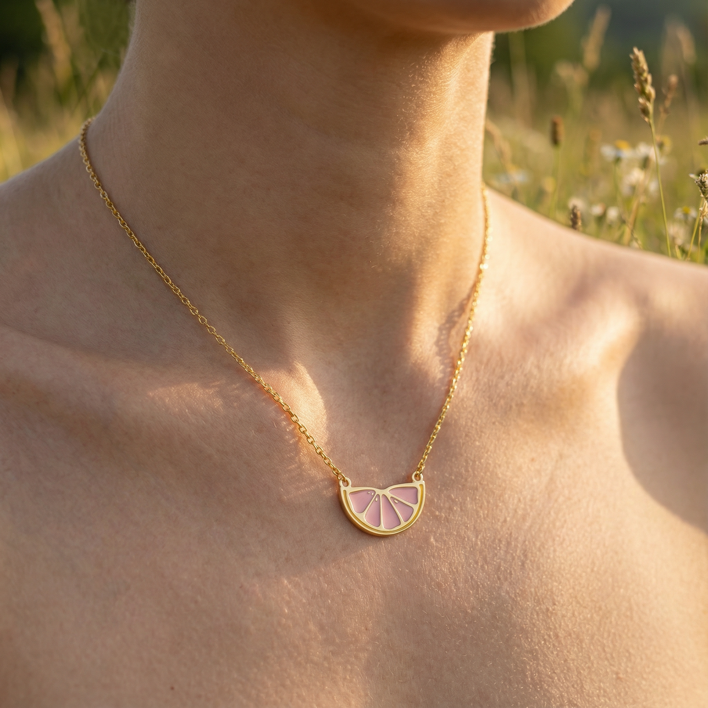 Minimalist Grapefruit Necklace - Gold Plated Sterling Silver
