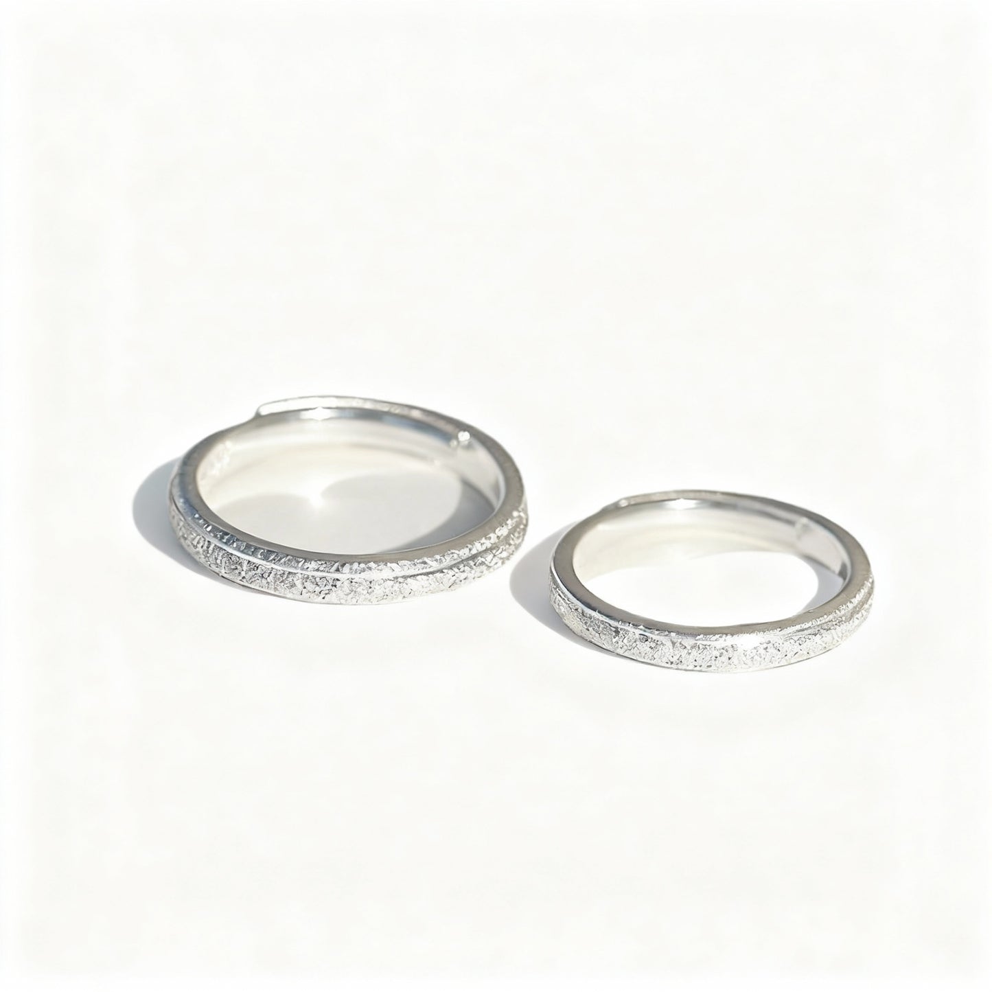 Simple Silver Couple Set - (Adjustable) - 925 Sterling Silver