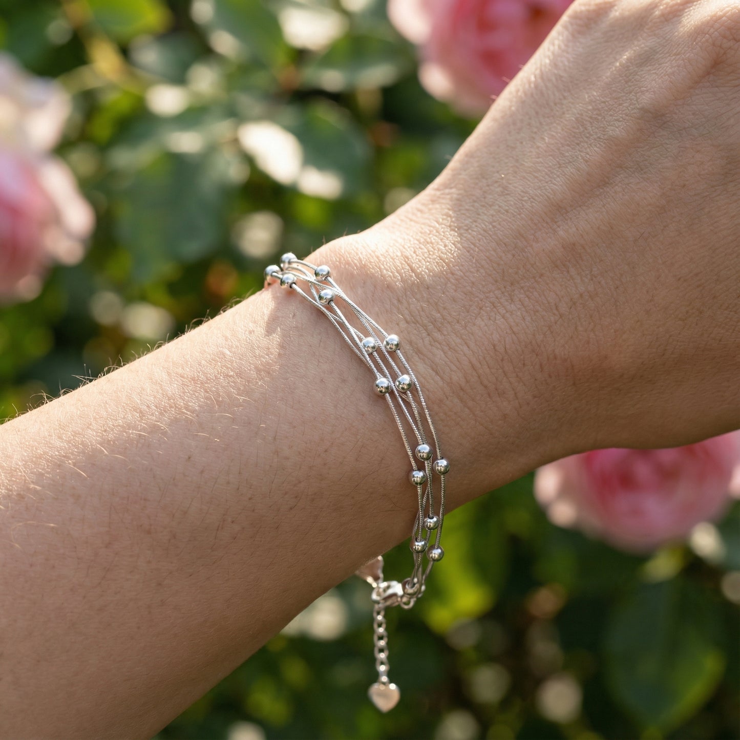 Multilayer Beaded Bracelet - 925 Sterling Silver
