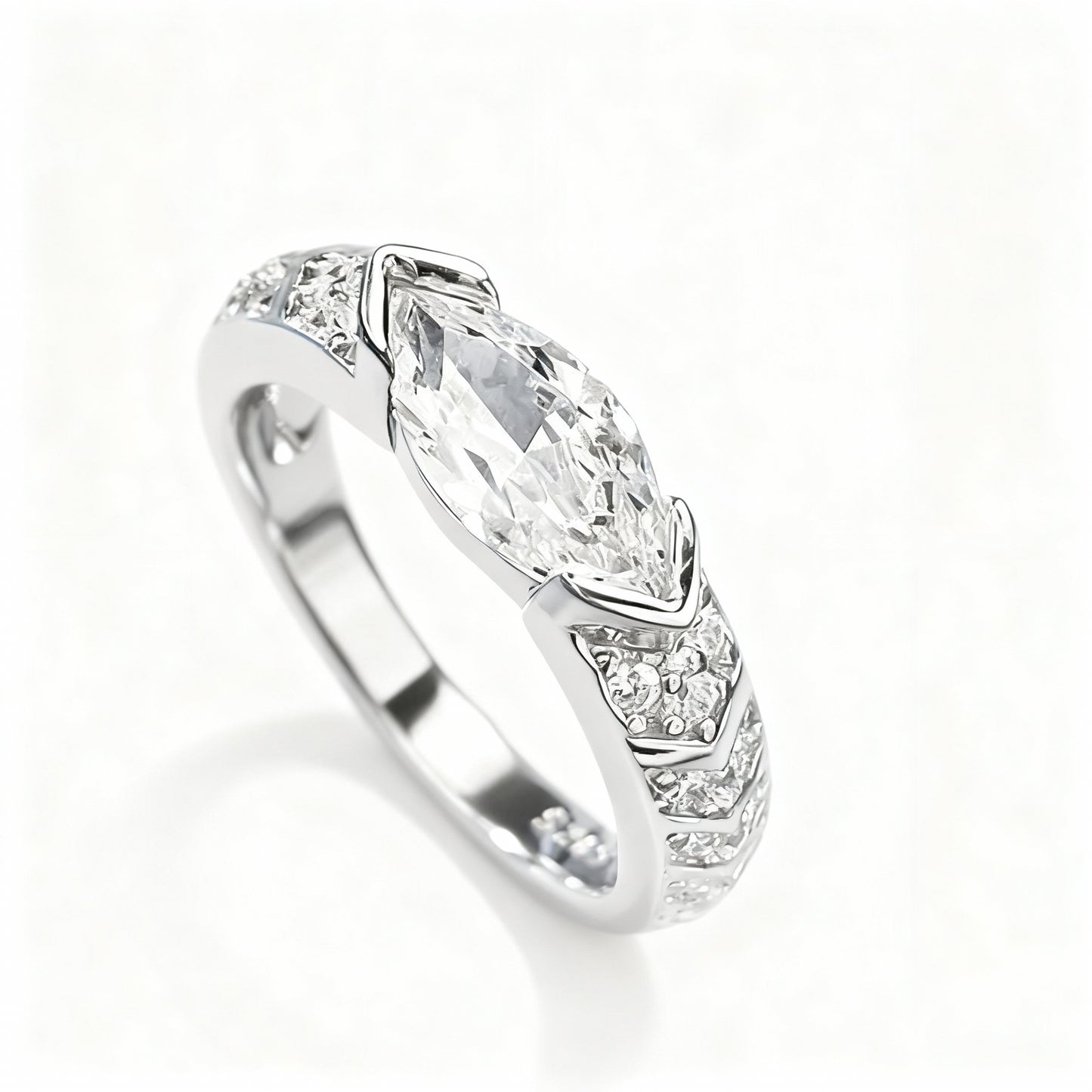 Marquise Cut Lab Diamond Ring - 925 Sterling Silver