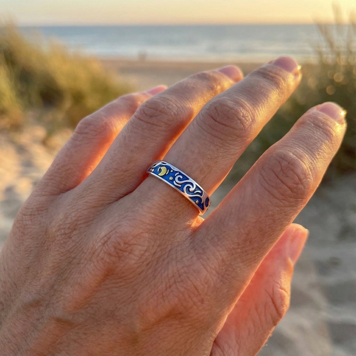 Starry Night Couple Rings - (Adjustable) - 925 Sterling Silver