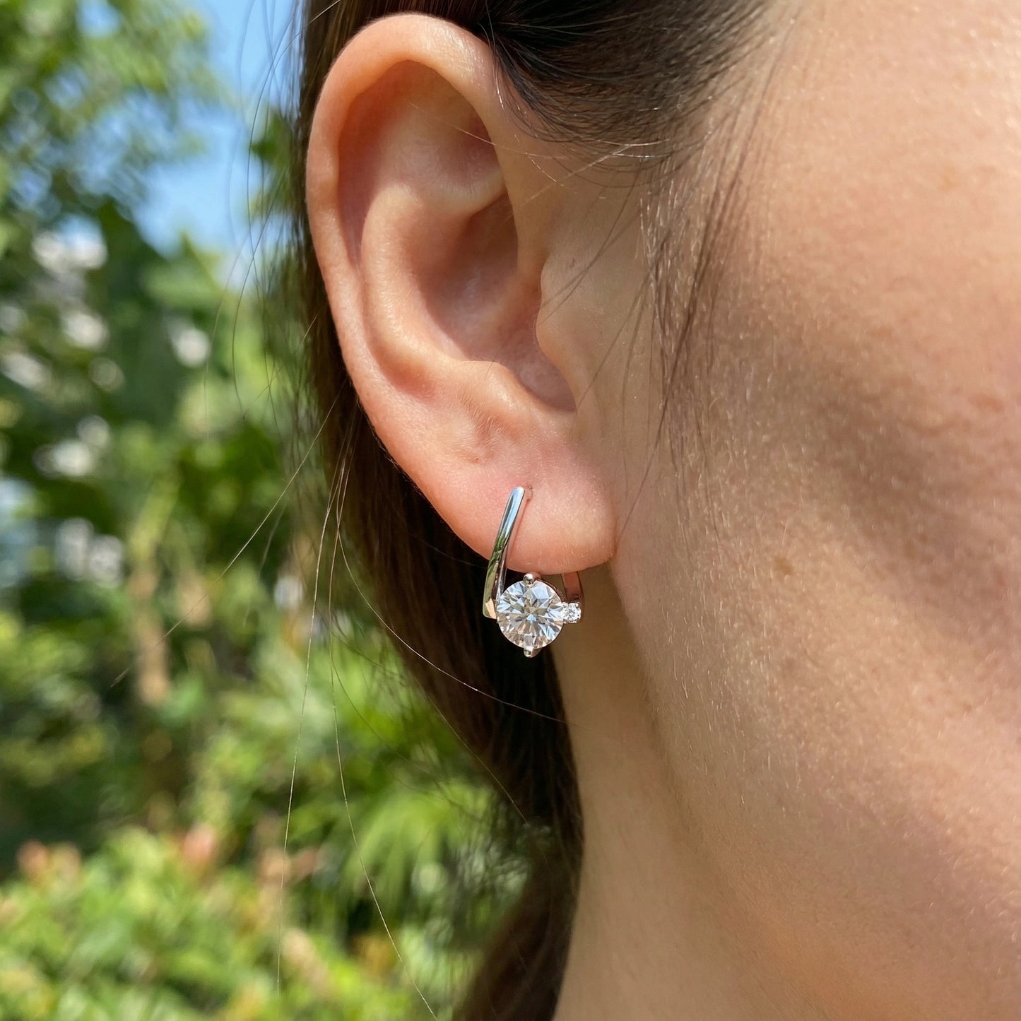 Silver Moissanite Earrings - 925 Sterling Silver