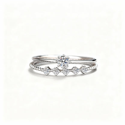 Brillant Set Rings - 10 Points Moissanite - 925 Sterling Silver