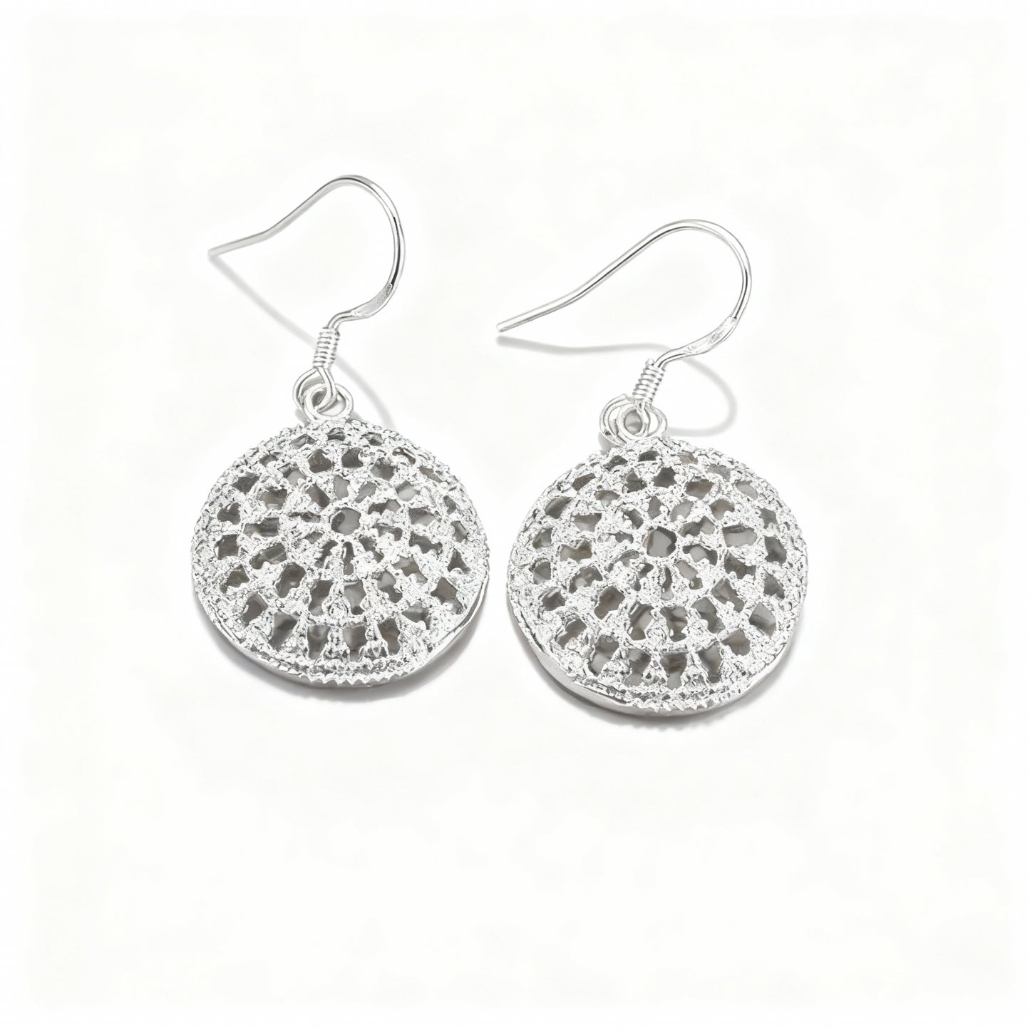 Hollow Disc Earrings - Silver Plated