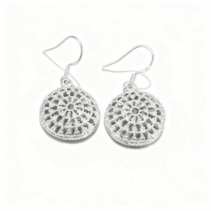 Hollow Disc Earrings - Silver Plated
