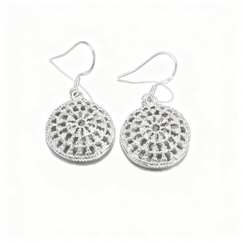 Hollow Disc Earrings - Silver Plated