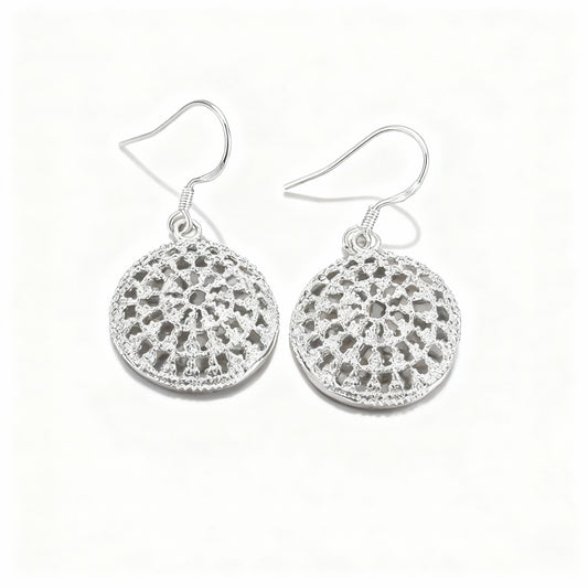 Hollow Disc Earrings - Silver Plated