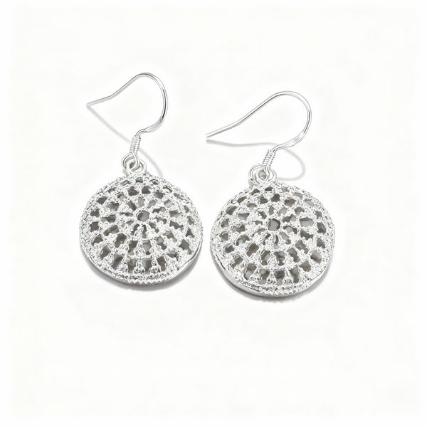 Hollow Disc Earrings - Silver Plated