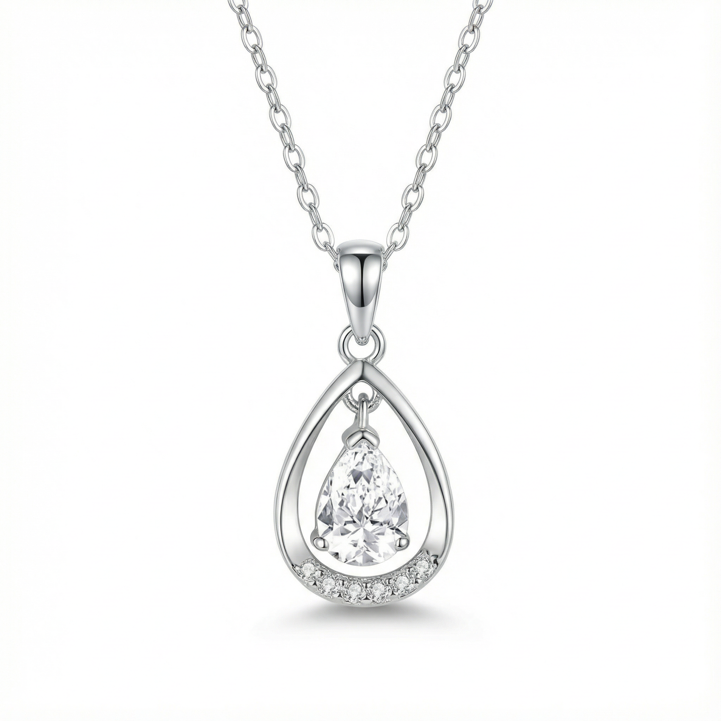 Teardrop Zircon Necklace - 925 Sterling Silver