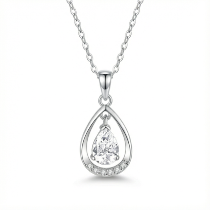 Teardrop Zircon Necklace - 925 Sterling Silver