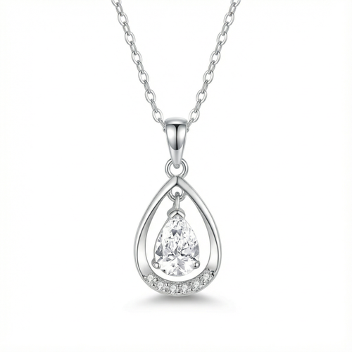 Teardrop Zircon Necklace - 925 Sterling Silver