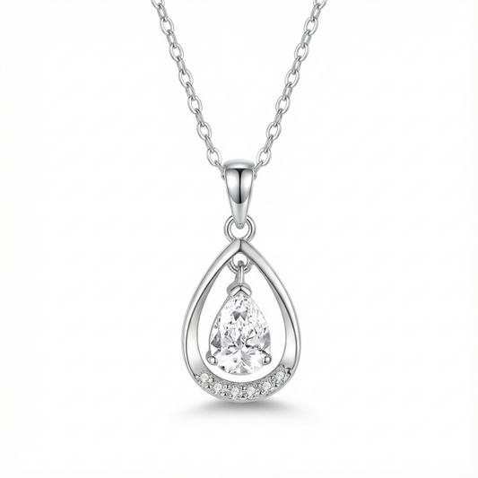 Teardrop Zircon Necklace - 925 Sterling Silver