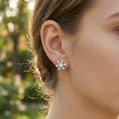 Zircona Snowflake Earrings - 925 Sterling Silver