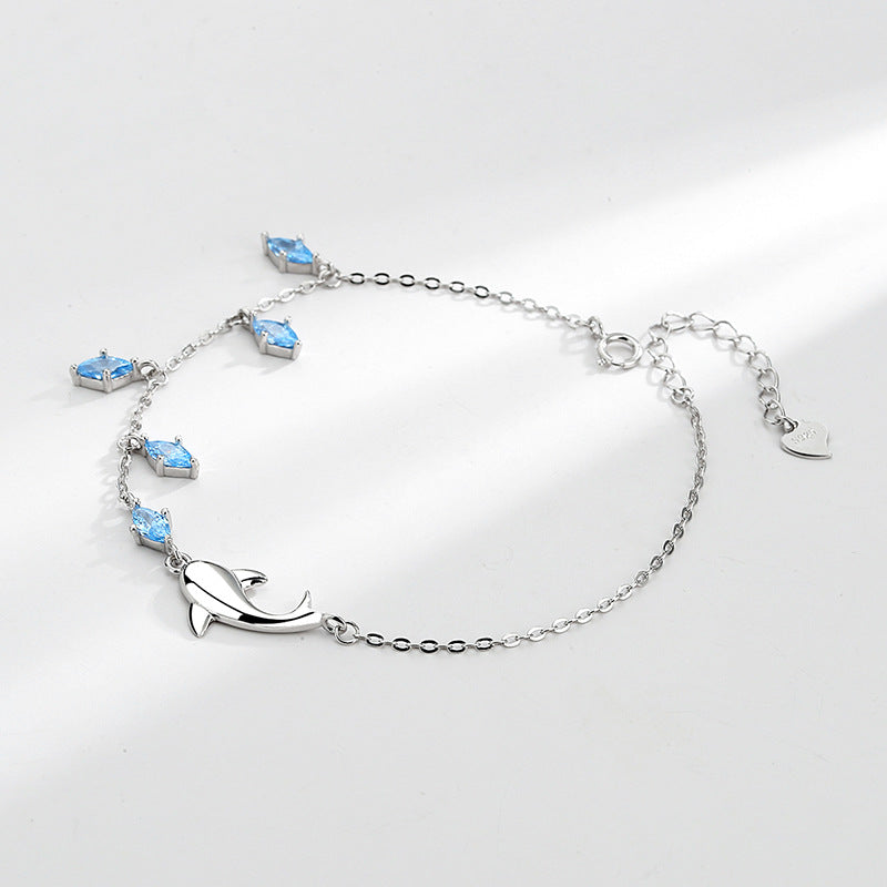 Dolphin Heart Bracelet - 925 Sterling Silver