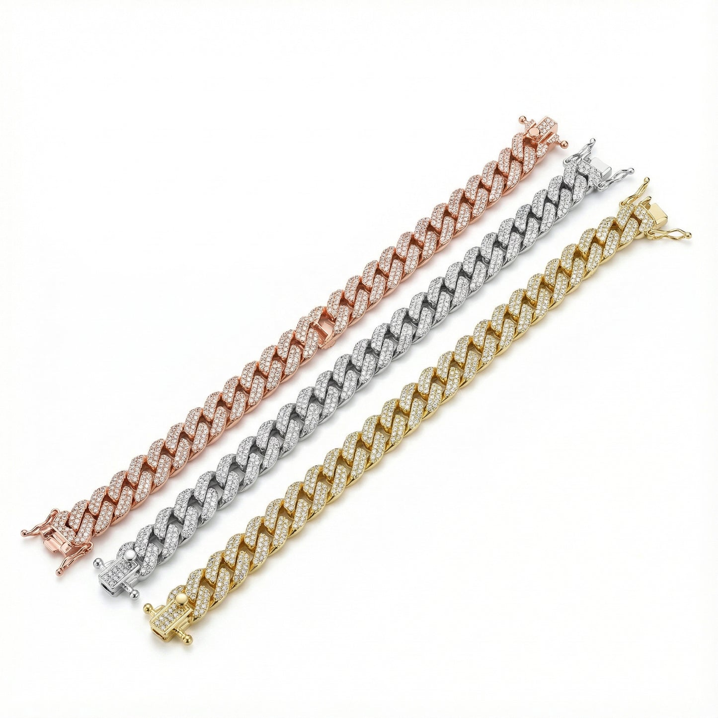 Cuban Zircon Diamond Bracelet - 925 Sterling Silver