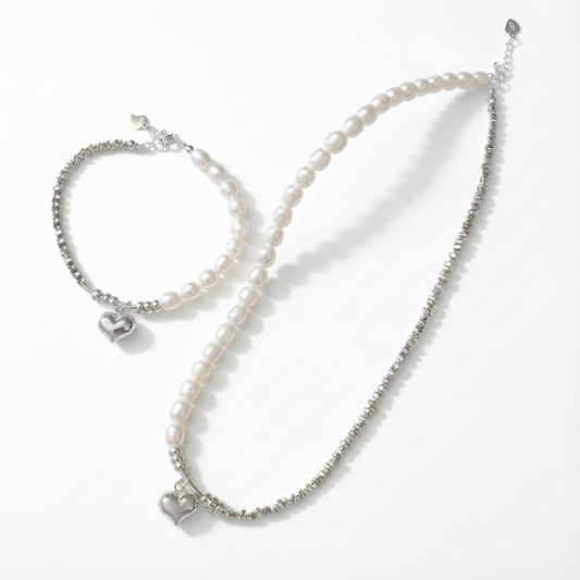Korean Fashion Pearl Necklace - 925 Sterling Silver