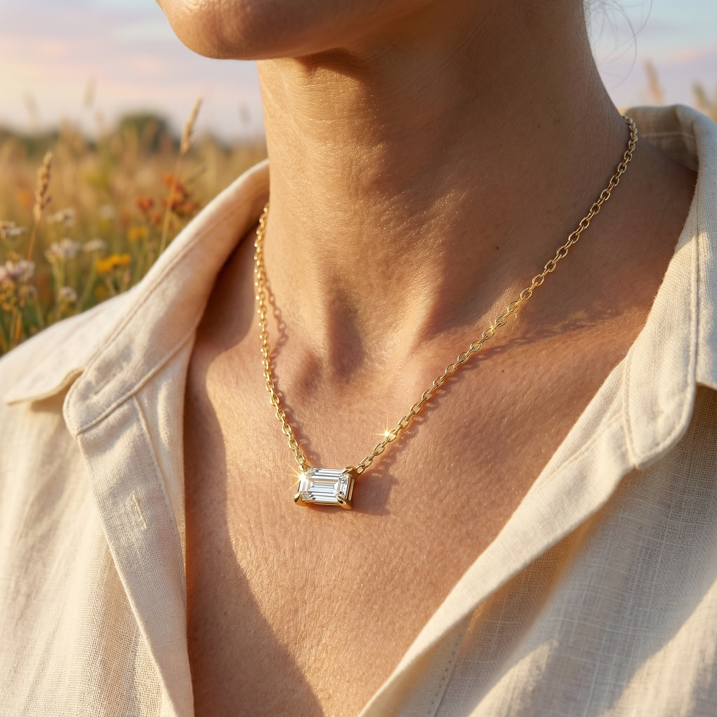 Cuboidal Zircon Necklace - 925 Sterling Silver