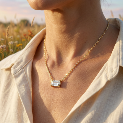 Cuboidal Zircon Necklace - 925 Sterling Silver