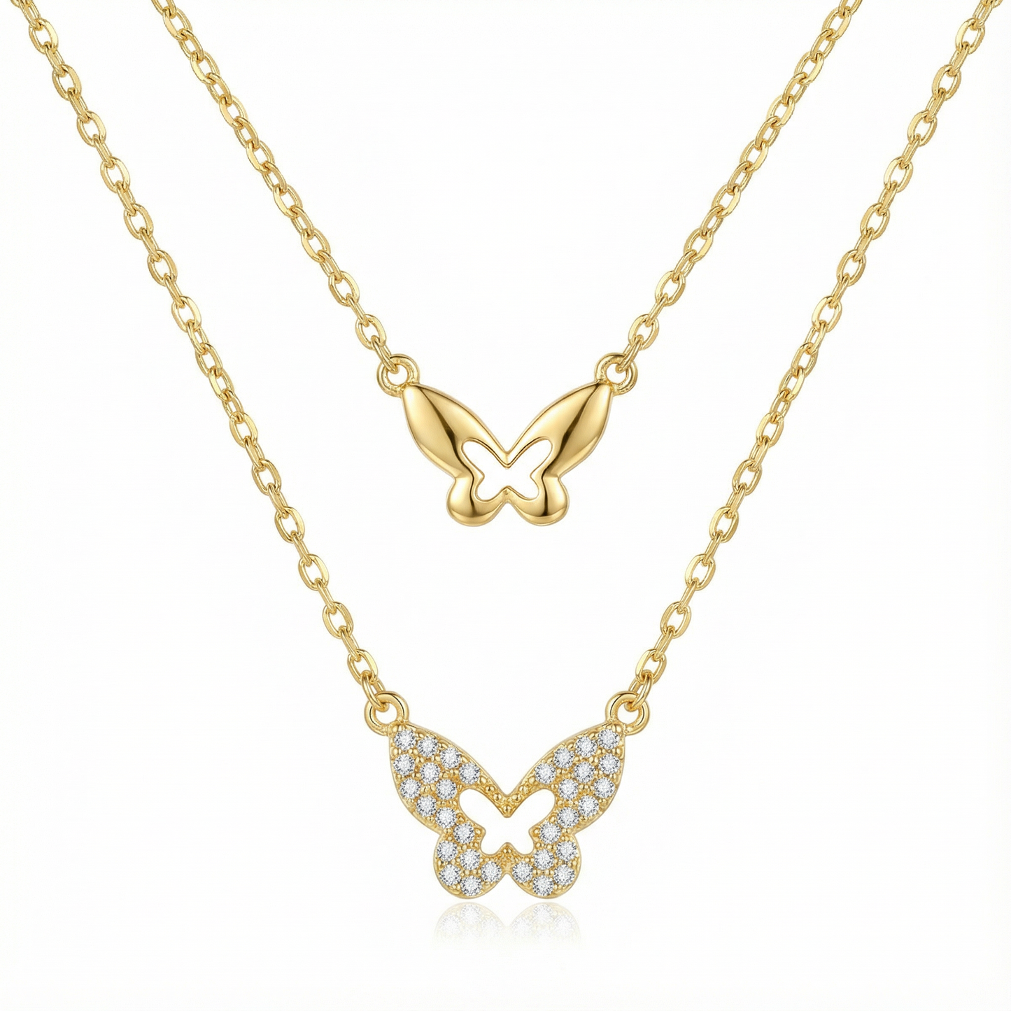 Butterfly Layered Necklace - 925 Sterling Silver