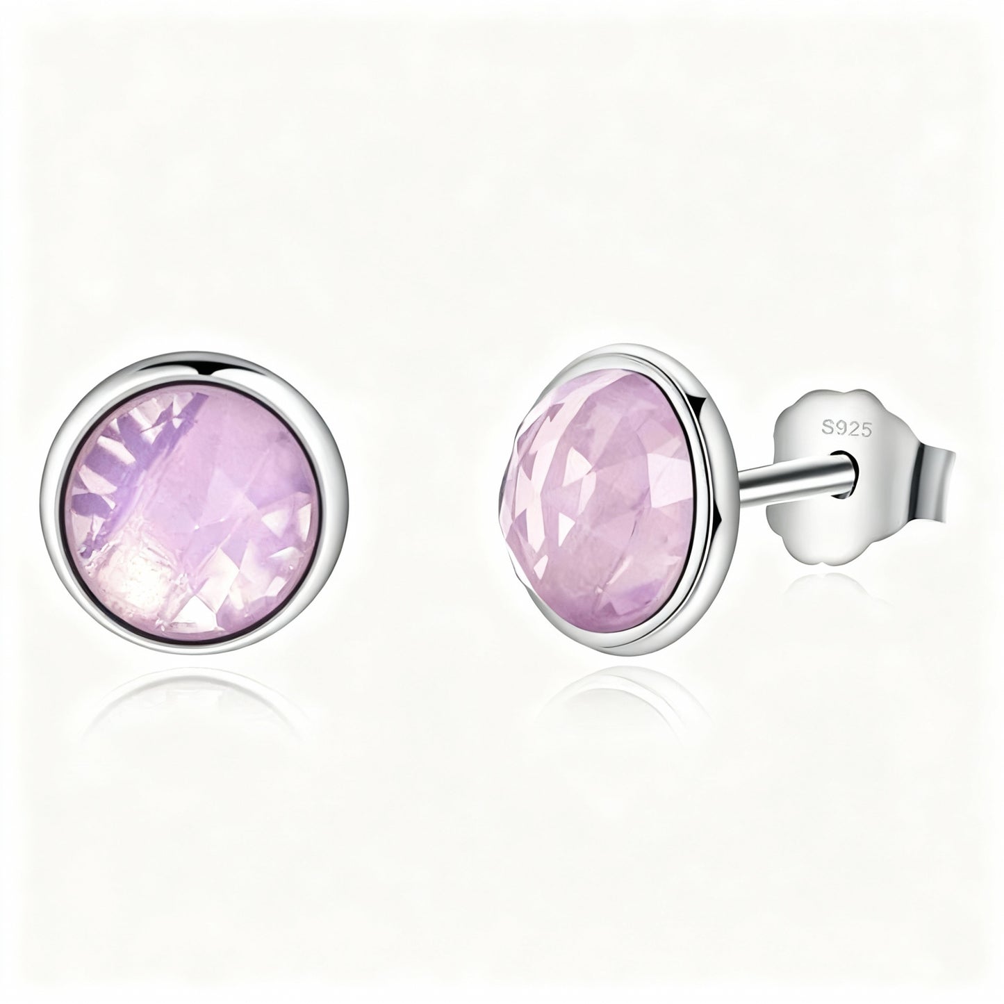 Pink Crystal Earrings - 925 Sterling Silver
