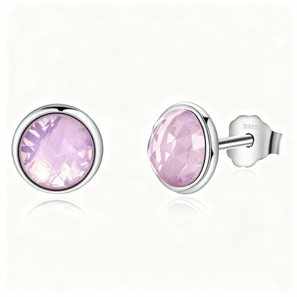 Pink Crystal Earrings - 925 Sterling Silver