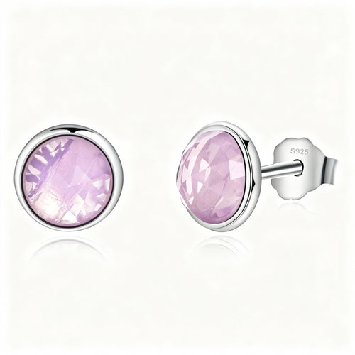 Pink Crystal Earrings - 925 Sterling Silver