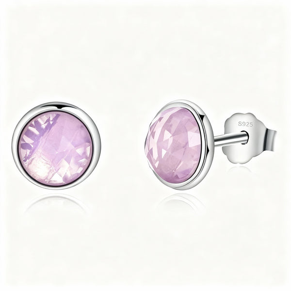 Pink Crystal Earrings - 925 Sterling Silver