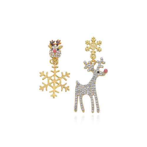 Snowflake & Reindeer Earrings - 925 Sterling Silver
