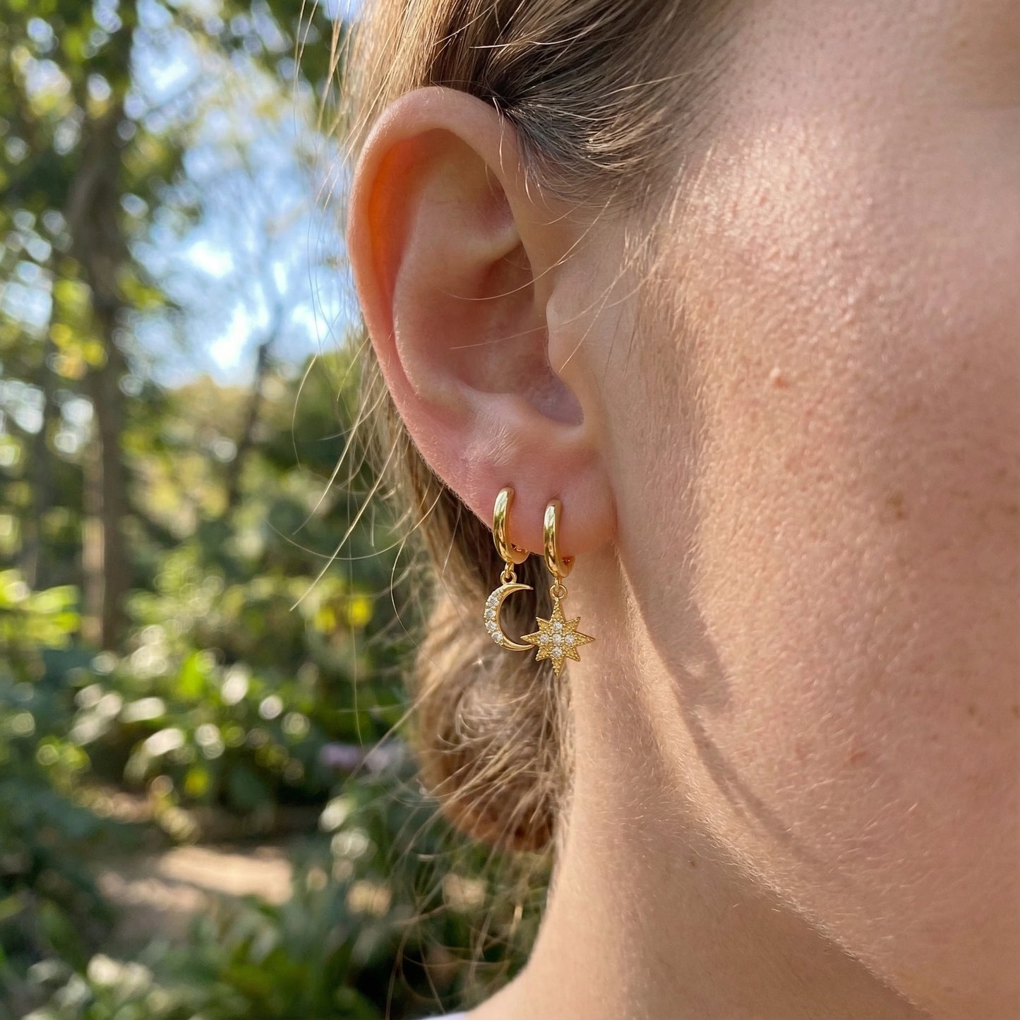 Star & Moon Earrings - 925 Sterling Silver