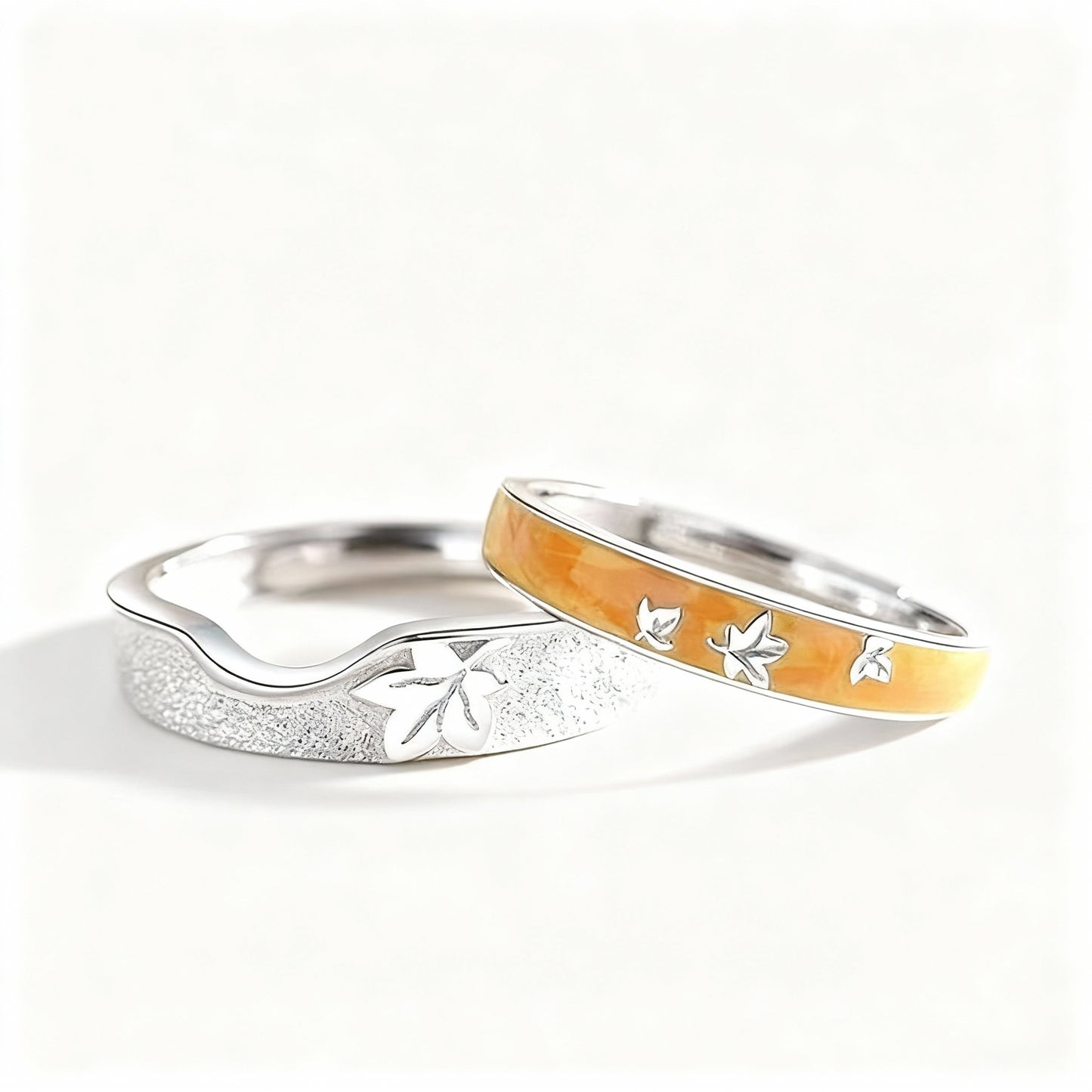 Spring Couple Rings - (Adjustable) - Silver Plated