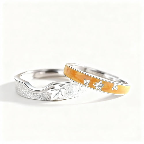 Spring Couple Rings - (Adjustable) - Silver Plated