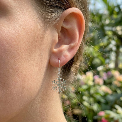 Minimalist Snowflake Earrings - Silver Plated