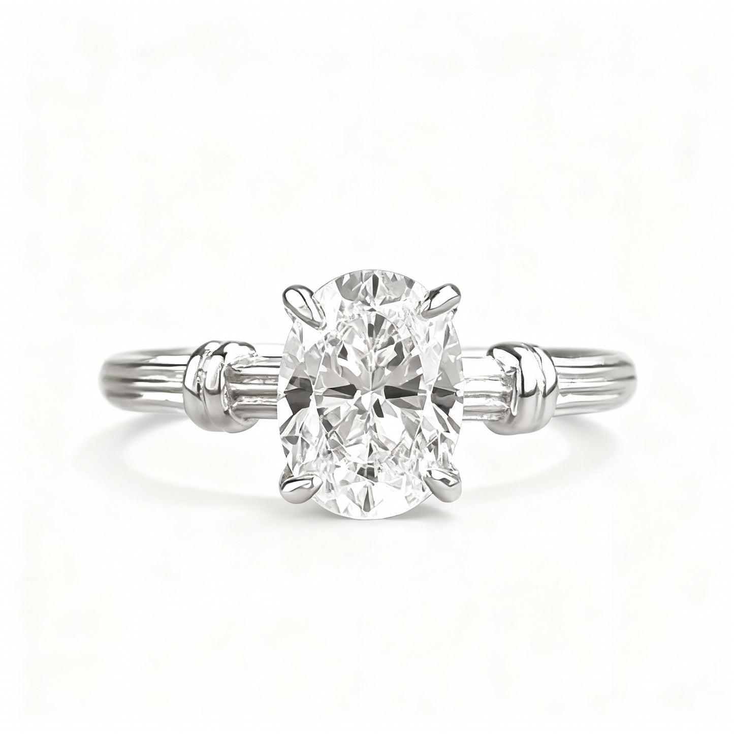 Oval Cut Lab Diamond Ring - 925 Sterling Silver