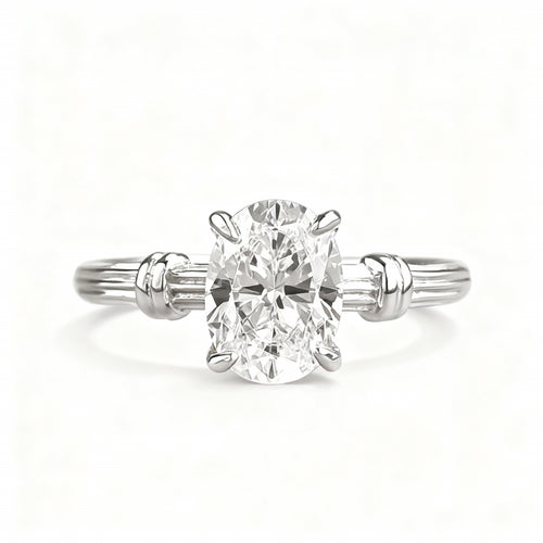 Oval Cut Lab Diamond Ring - 925 Sterling Silver
