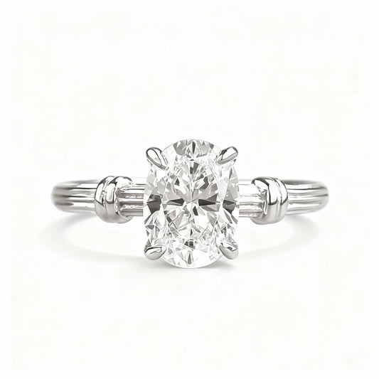 Oval Cut Lab Diamond Ring - 925 Sterling Silver
