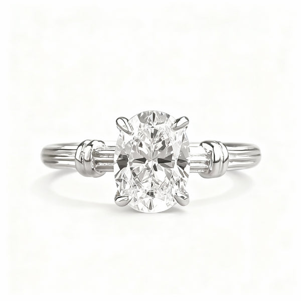 Oval Cut Lab Diamond Ring - 925 Sterling Silver