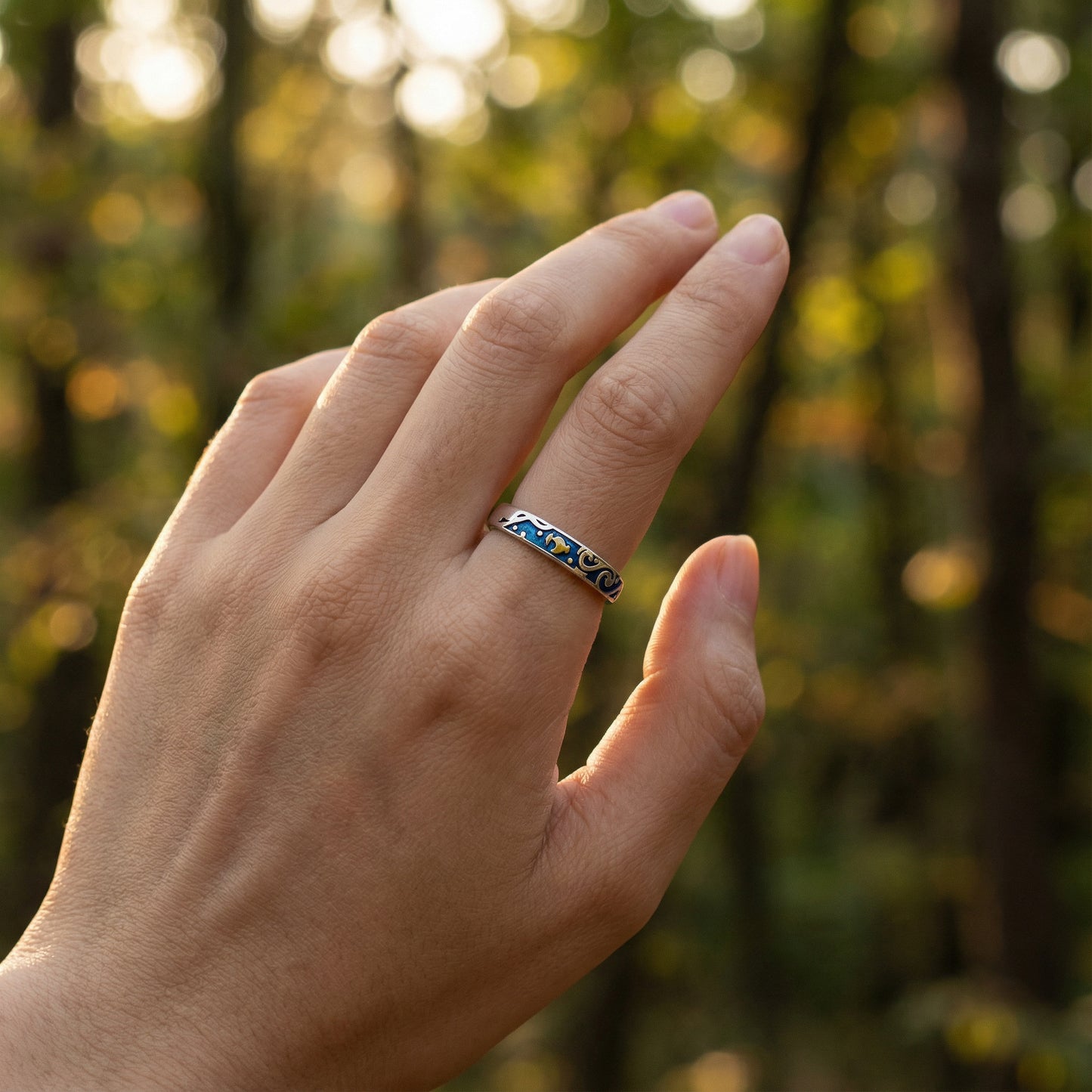 Starry Night Couple Rings - (Adjustable) - 925 Sterling Silver