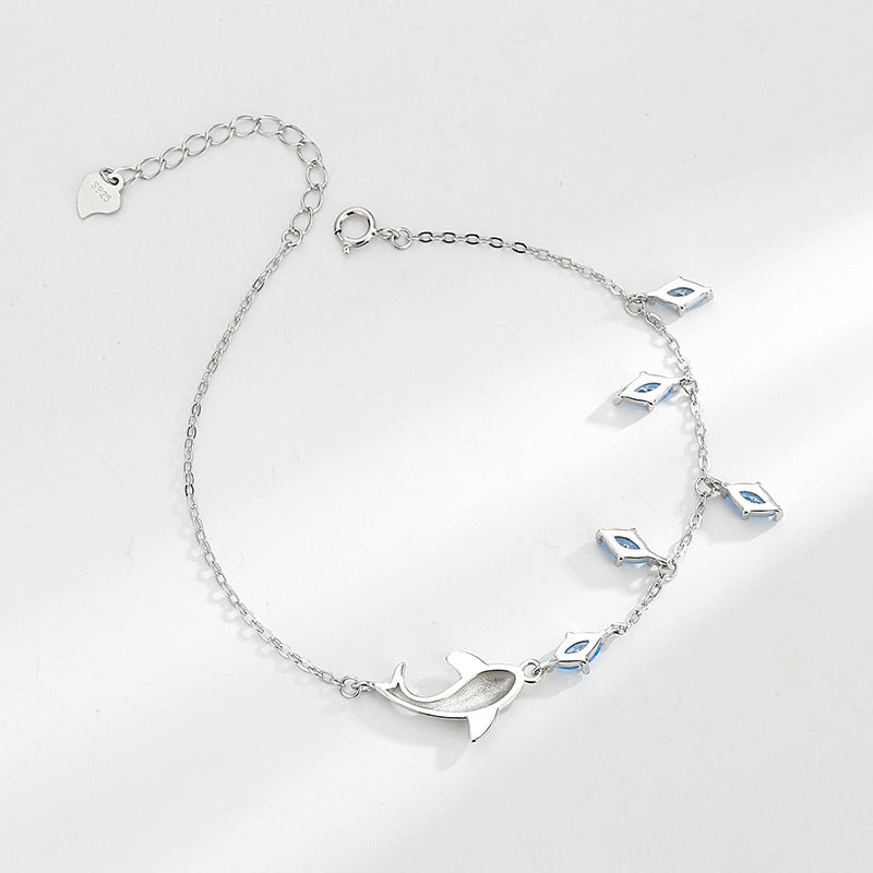 Dolphin Heart Bracelet - 925 Sterling Silver