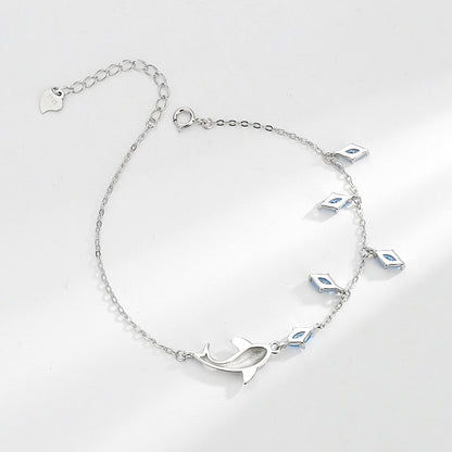 Dolphin Heart Bracelet - 925 Sterling Silver