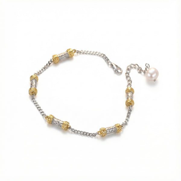 Silver Column Bracelet - 925 Sterling Silver