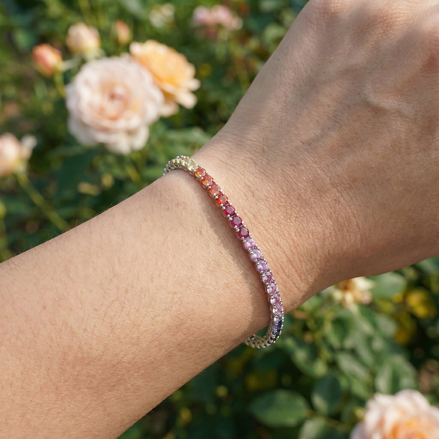 Rainbow Zircon Bracelet - 925 Sterling Silver