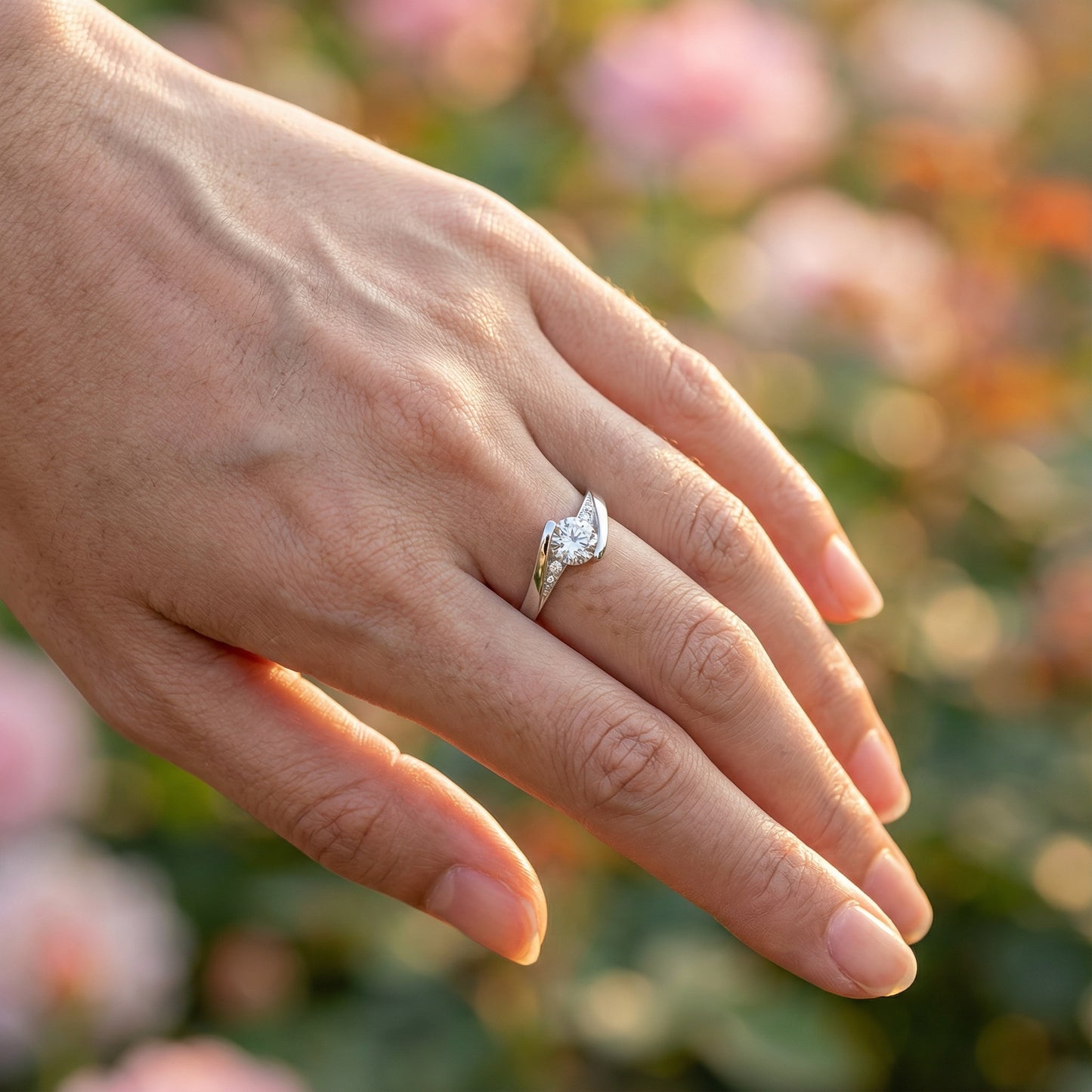 Couple Zircona Rings - (Adjustable) - 925 Sterling Silver