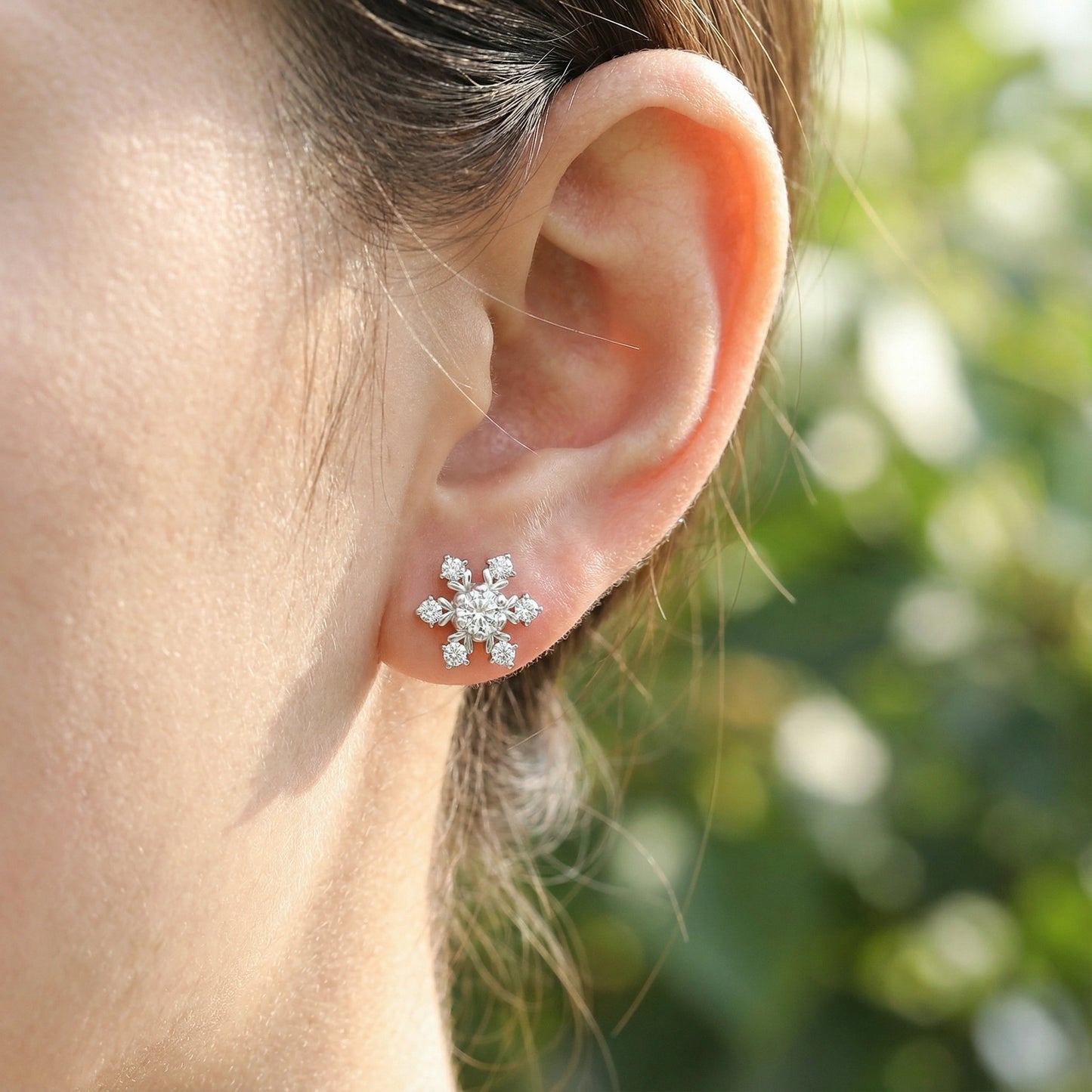 Zircona Snowflake Earrings - 925 Sterling Silver