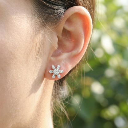 Zircona Snowflake Earrings - 925 Sterling Silver