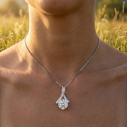 Zircona Crystal Necklace - 925 Sterling Silver